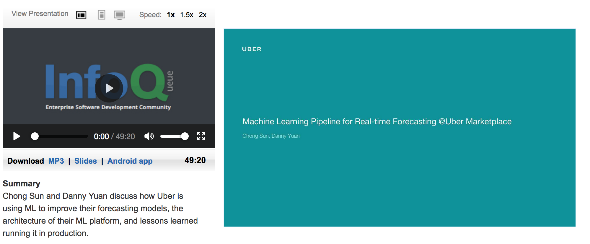 Machine Learning Pipeline for Real-Time Forecasting @Uber Marketplace